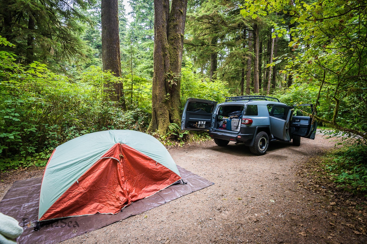 Tent camping in Olympic National Park, WA