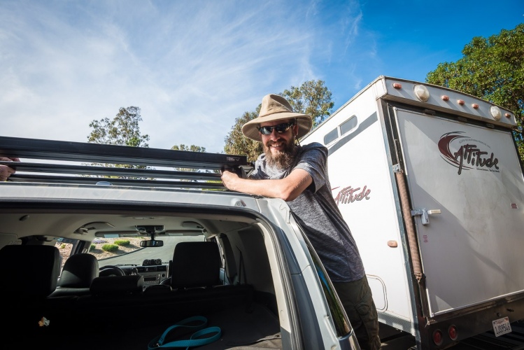 Scott bolts down the new roof rack