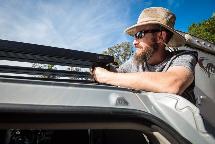 Scott bolts down the new roof rack