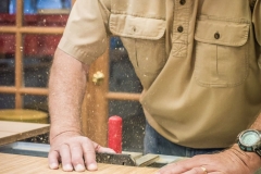 My dad cutting the drawer divider slots