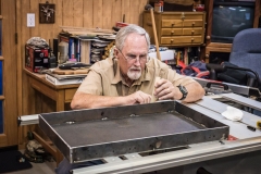 My dad marking the slider tray attachment points