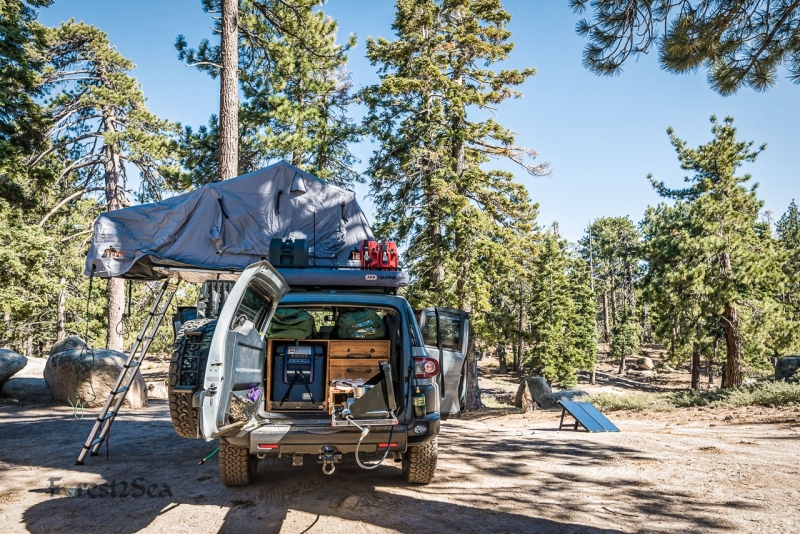 Camp is all setup for off-grid living in Big Bear, CA