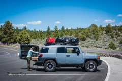 Making an overlanding lunch at the Mt Shasta Viewpoint.